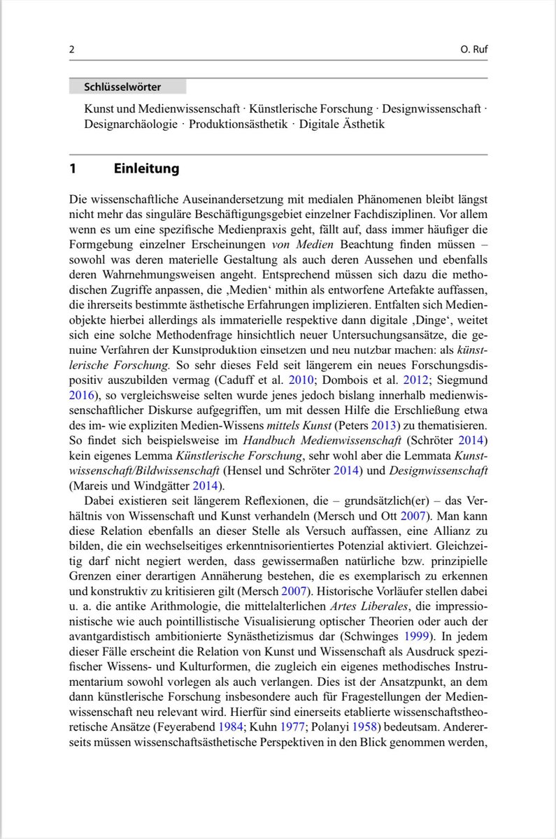+++ online-first: 

Oliver Ruf: Künstlerisch forschen?! Zur Archäologie und Produktionsästhetik digitaler Medien. In: Handbuch Digitale Medien und Methoden. Hg. v. Laura Niebling, Felix Raczkowski u. Sven Stollfuß. Wiesbaden: Springer VS, 2024, 20 S. 

doi.org/10.1007/978-3-…