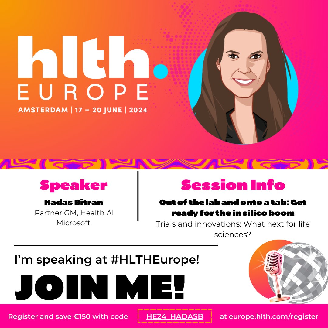 hadasbitran's tweet image. HLTH is coming to Europe! 
From 17-20 June 2024, HLTH Europe will unite the ecosystem in Amsterdam, bringing together key decision-makers across providers, startups, investors and health tech #HLTHEurope #HLTH #HealthTech @HLTHEVENT