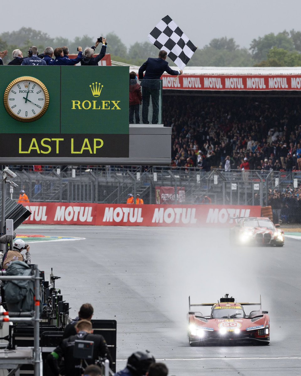 FIAWEC's tweet photo. 24 Hours later, Le Mans has chosen Ferrari. 🏆 

The No.50 @FerrariHypercar is the winner of the 92nd edition of the world’s biggest race.

#WEC #LeMans24 @24hoursoflemans https://t.co/CnbYg6U7eA