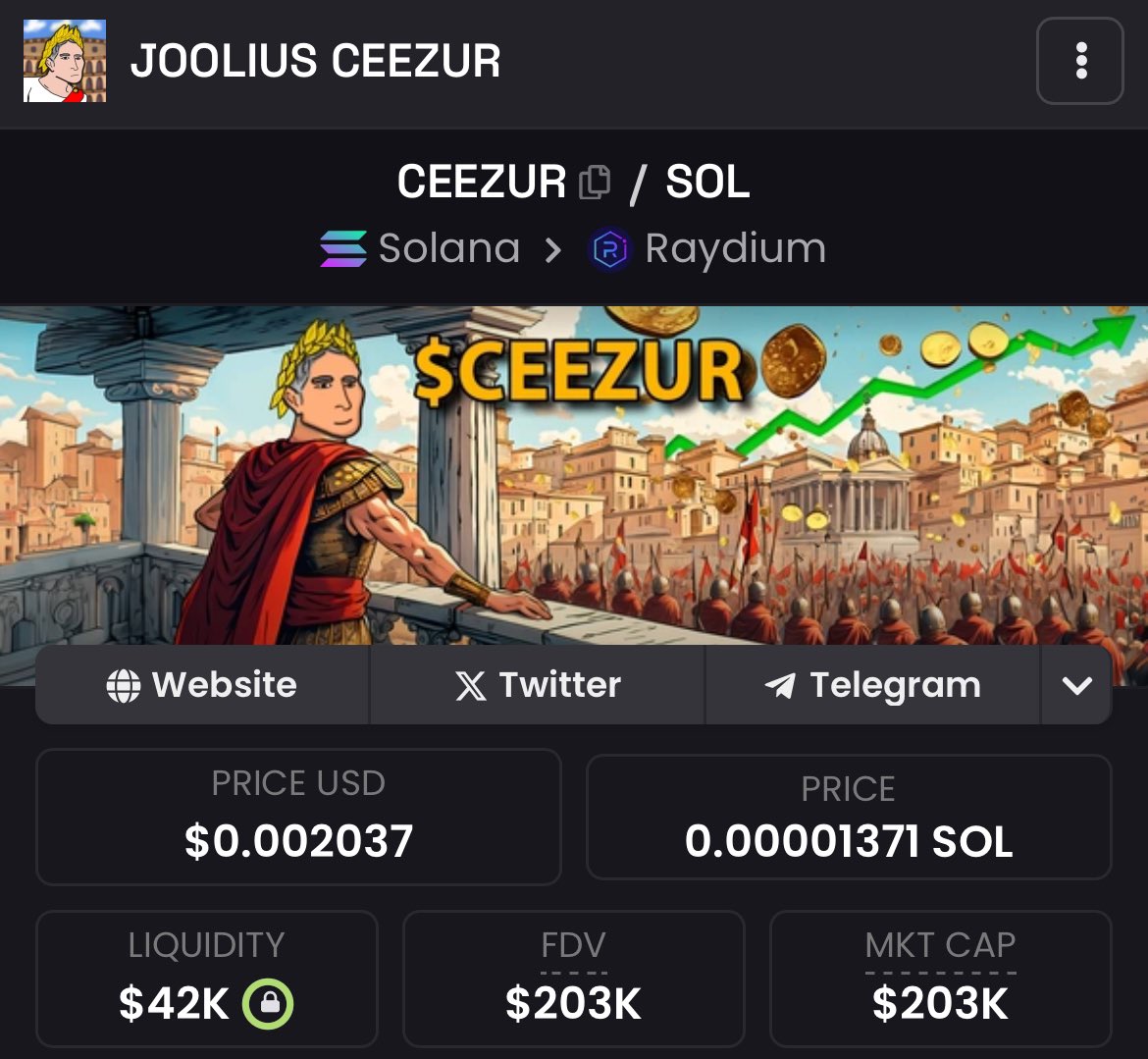 Giving away $200 in $CEEZUR 🏛️

To participate :
- Like &amp; retweet ✅
- Follow me &amp; <a href="/ceezursol/">$CEEZUR</a> 🔔
- Drop your $SOL address ⬇️

Picking a winner in 24 hours ⏰