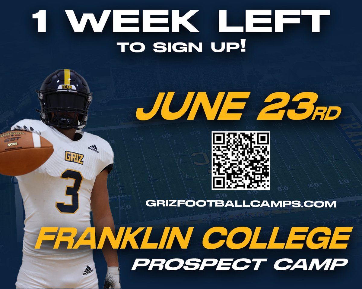 1 week left to sign up for our prospect camp! Go to grizfootballcamps.com to reserve your spot! #GoGriz #BuildingChampions