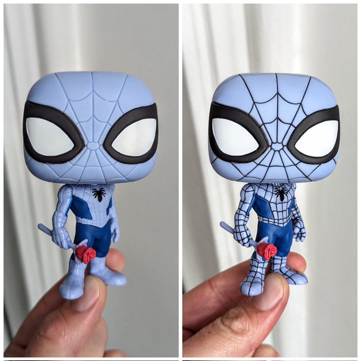Abber_naffy's tweet photo. Added the Spider-Man Blue Funko Pop to my collection. You know how it is. I had to add the lines ✍🏻🕸️
#abbernaffycustoms #spiderman #spidermanblue #collectorcorps #popvinyl #funko #funkopop #marvel #peterparker https://t.co/KPE1jMSCEO