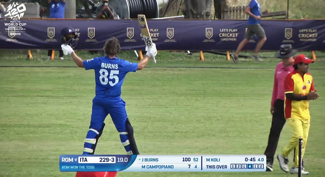 Congratulations to #Italy on Qualifying for #T20WorldCup2026 Europe Qualifier.

Joe Burns becomes only the sixth player to score a century for two different countries

He has scored a century for <a href="/CricketAus/">Cricket Australia</a> and today he scored for Italy 108(55)

#cricket <a href="/icc_europe/">ICC Europe</a> <a href="/ELTdeLange/">Esther de Lange</a>