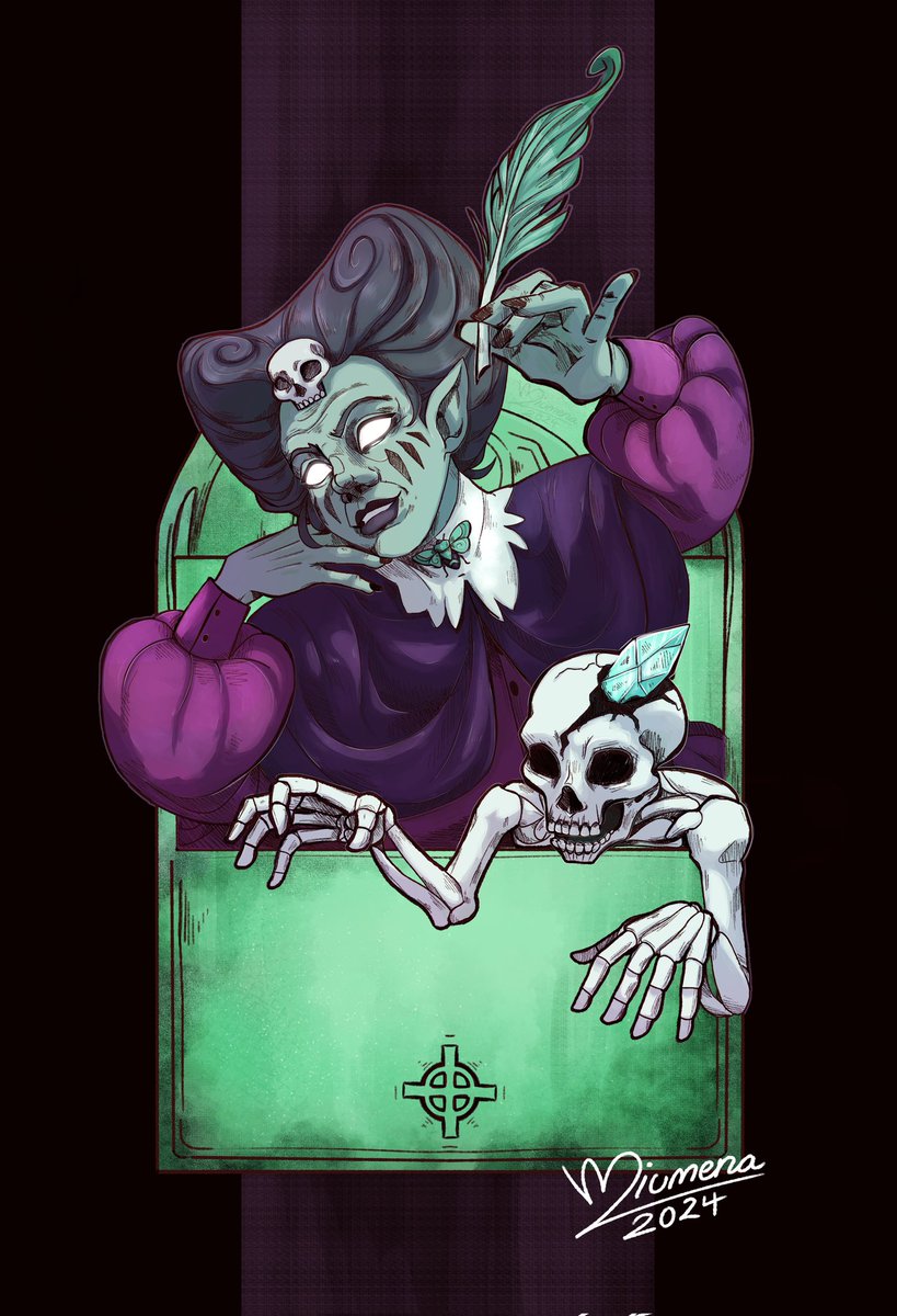 Miumena_'s tweet photo. Grimora the Scrybe of the Dead

She might be my favorite scrybe 👀
ok it might just be because she was the most fun to draw. 
I'm really proud of how these cards turned out! I should draw in this "try hard"-mode more often. 

#inscryption #incryptionfanart #fanart https://t.co/TW3QdoYtBb