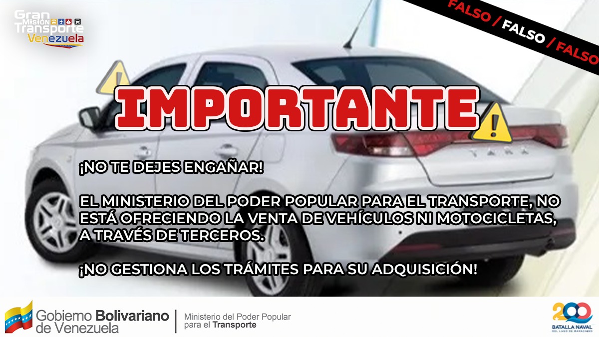 #Entérate | El Ministerio para el Transporte no está realizando llamadas para ofrecer la venta de vehículos y motocicletas a través de terceros o fundaciones. ¡Busca a los agentes autorizados!