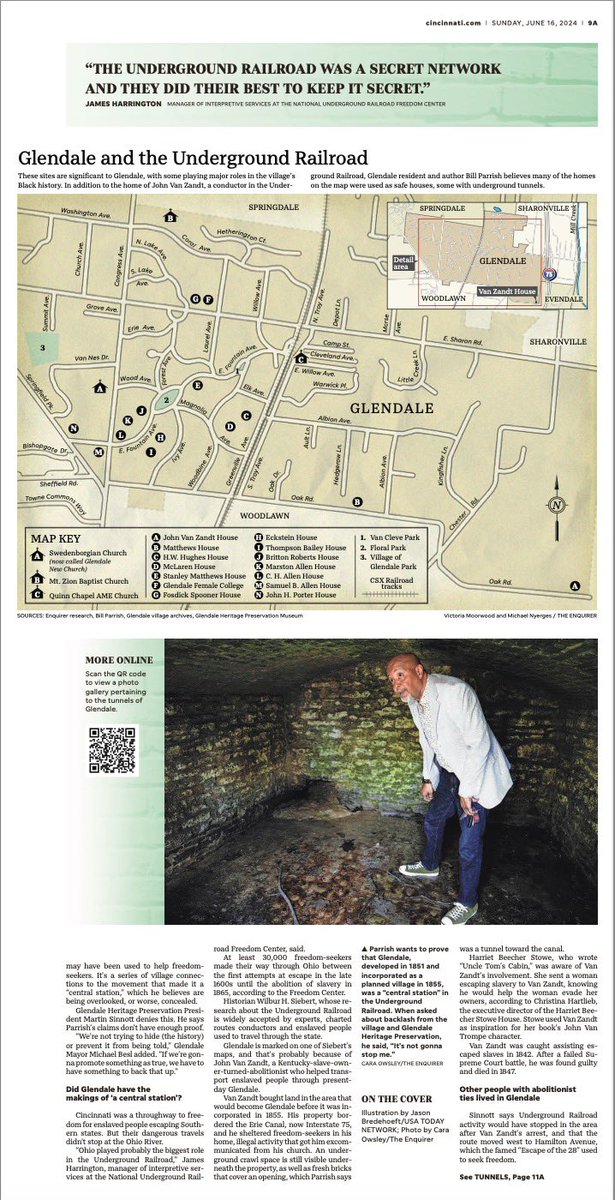 After nearly 30 years a photojournalist, I still get excited to see my photos on the front page. But nothing can compare to going inside of some the tunnels in Glendale that were a part of the Underground Railroad. ❤️🥺
Words by the talented <a href="/victoriaamwood/">Victoria Moorwood</a> 
Via <a href="/Enquirer/">Enquirer</a>