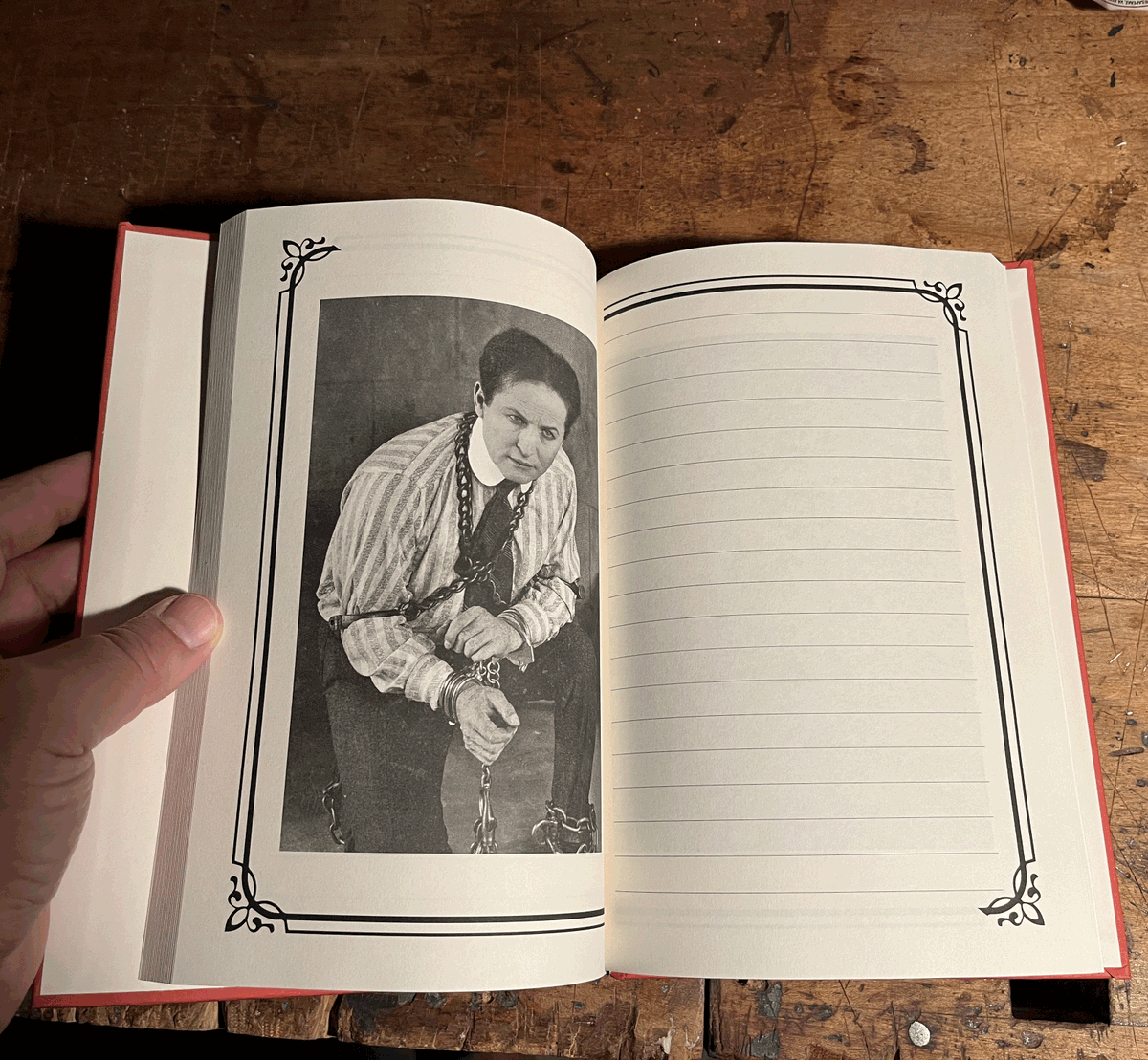 CRomanoMagic's tweet photo. Get your HOUDINI Journal. This hardcover journal includes 75 photos of the man himself, along with a lightly ruled blank facing page to jot down ideas, sketch illusions, or simply record your own magic moments.

https://t.co/E7tEBDVvRi

#houdini #journal #magician #cardtricks https://t.co/aoNkNodTD7