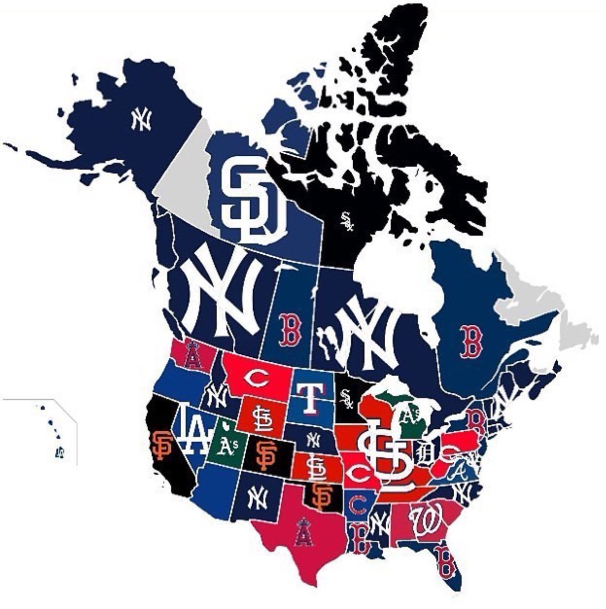 BBGreatMoments's tweet photo. Most hated MLB team by region. https://t.co/SBNuKh3Kqi