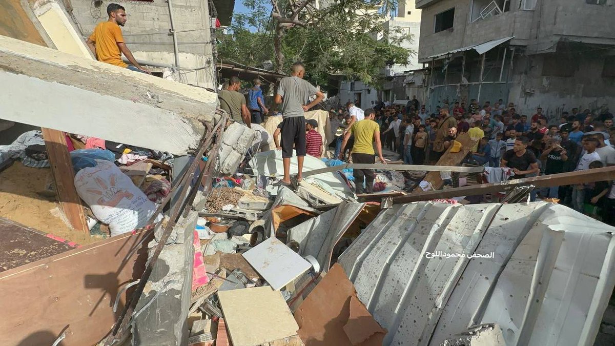 QudsNen's tweet photo. Seven Palestinians were reportedly killed in Israeli airstrikes on a residential complex in the Al-Bureij refugee camp, with women and children among the casualties. https://t.co/oWzA1TdOBa