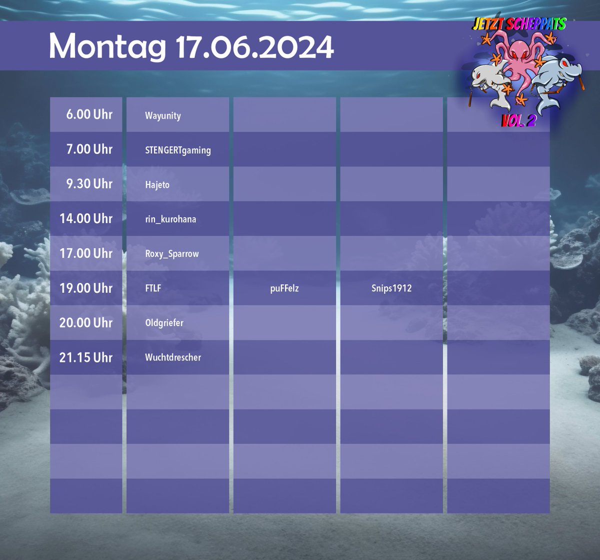 Hierkommt_Kurt's tweet image. Jetzt Scheppats Vol. 2 Charity Event 
Streamplan für Montag. 
Kurzfristige Änderungen möglich.

Die 7000€ wurden gerade geknackt. 
Vielen Dank an jeden einzelnen Spender.
Ihr seid super!

#twitchde #supportsmallstreamer #livestream