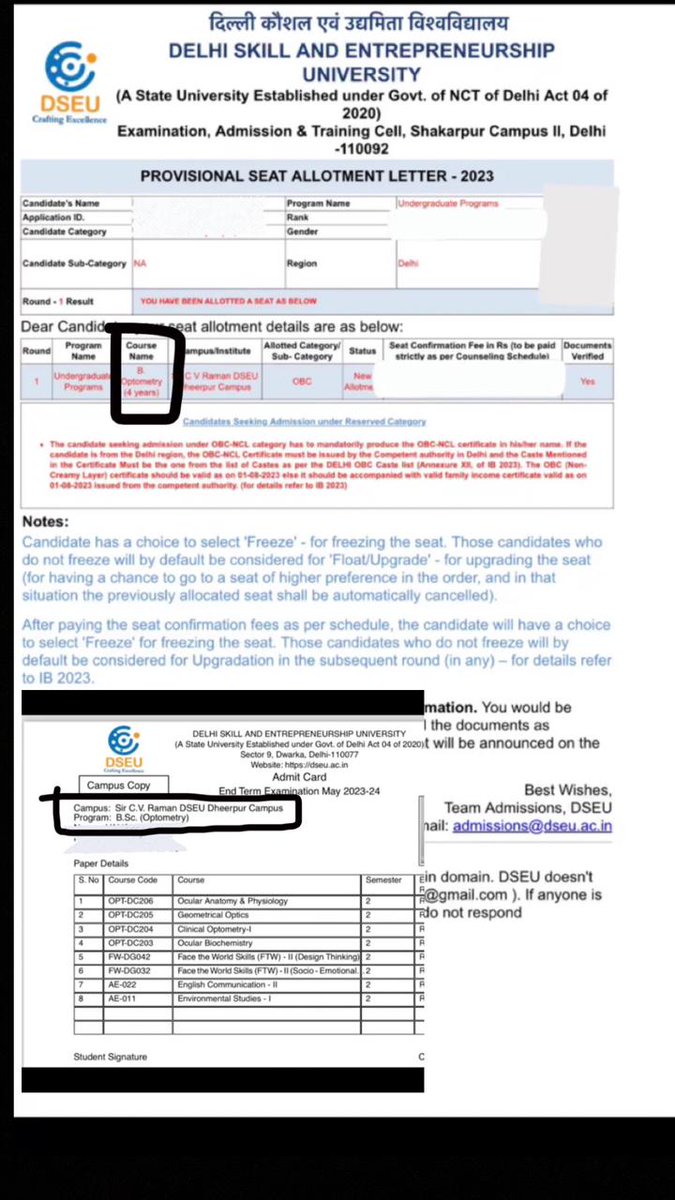 SnehaGupta0712's tweet photo. @dseu_official I enrolled in B. Optometry but DSEU claims that the program was always BSc./BS.Optometry and all this is a mere spelling error. A spelling error that cannot be corrected in almost 2 years?
This is not acceptable 
#dseufraud https://t.co/ty4YpONb40