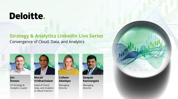 DeloitteAI's tweet image. 6/20 #LinkedInLive: Don’t miss Jim Rowan, Strategy &amp;amp; Analytics Leader, with panelists Murali Vridhachalam of Gilead Sciences and Deloitte Managing Directors Colleen Adedapo and Deepak Kannangala. deloi.tt/4bhyndD