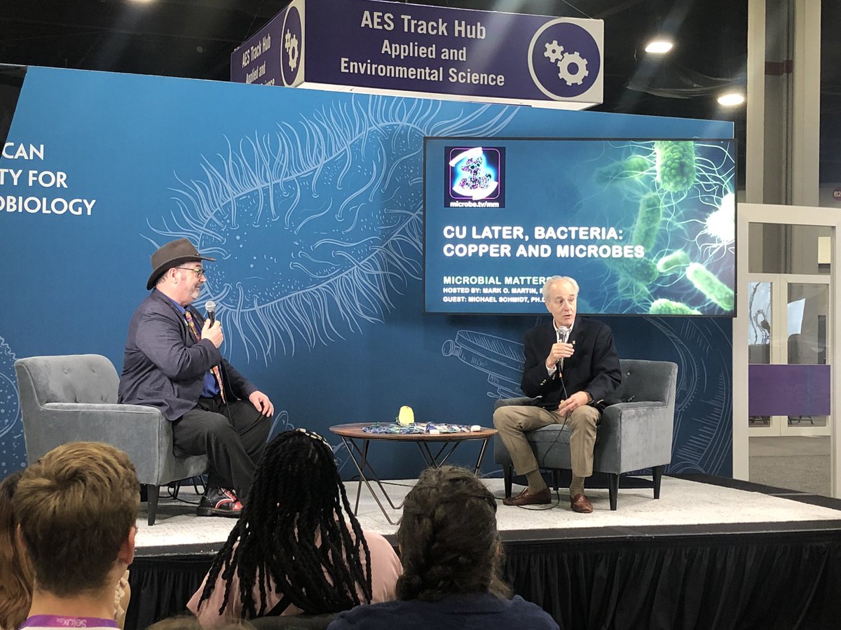 DrChrisKellogg's tweet image. Happening now - @markowenmartin is doing a live Matters Microbial podcast in #ASMicrobe studio with @TWiMSchmidt