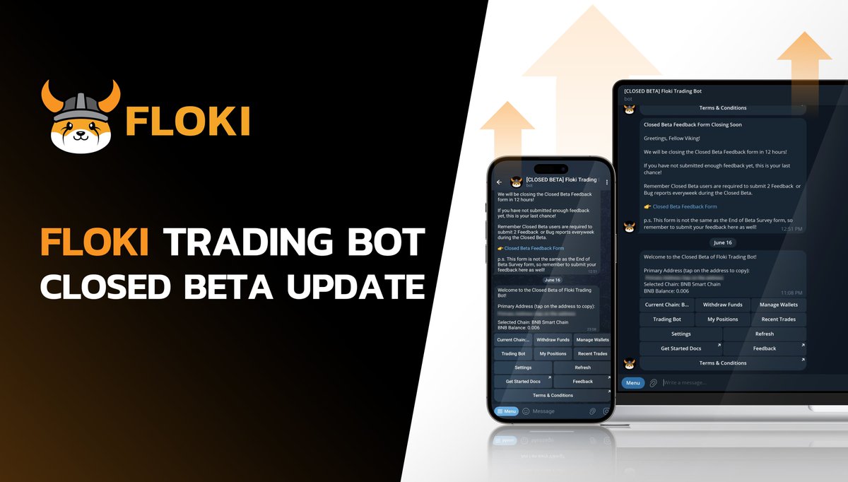 FLOKI TRADING BOT CLOSED BETA UPDATE

The Floki Trading Bot Closed Beta test period has officially ended.

The Closed Beta test period lasted three weeks, from May 27 to June 14, 2024.

We will release more information about the trading bot as we approach the release of the