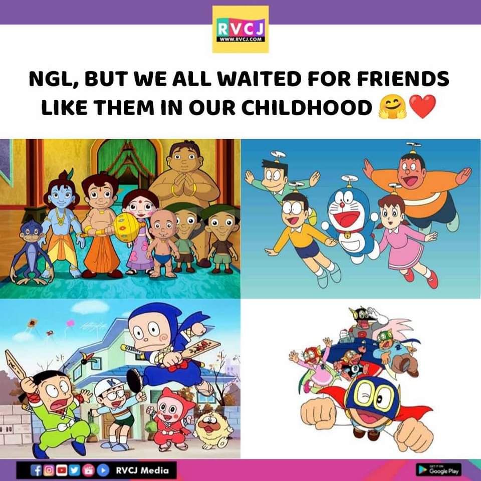 rvcjmovies's tweet image. Friends like them ❤️
#chotabheem #doremon #ninjahattori #perman