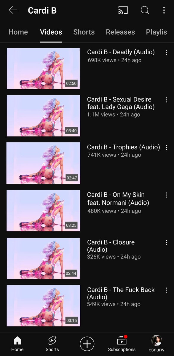 iamesnur's tweet image. Can't wait for Cardi's youtube page to be looking like this 🩵 #CB2 #TheAlbum
