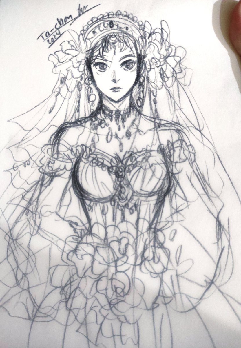Leetaliel's tweet photo. Sketching fem!yuuji assassin dancer in her wedding dress. She soon will be the empress consort of emperor Sukuna. 😏😉✨ #宿虎 #sukuita #스쿠이타 #สุคุยูจิ #สุคุอิตา
#両虎 #Ryouita https://t.co/zf2vzsMWTh