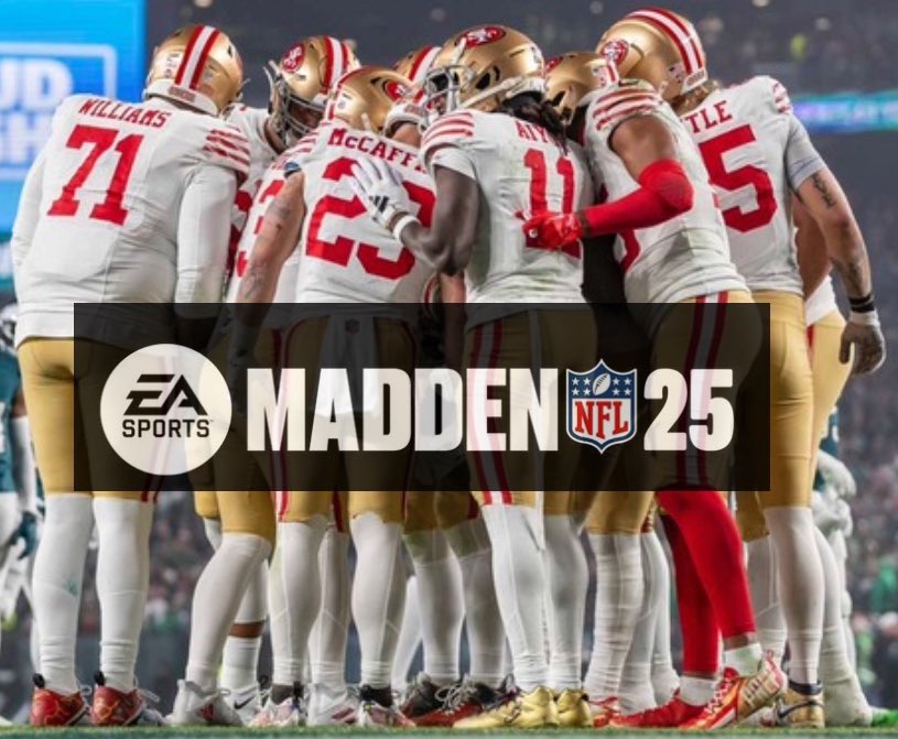 Top Rated #49ers in <a href="/EAMaddenNFL/">Madden NFL 26</a> 25:

99 Club - RB Christian McCaffrey
98 LT Trent Williams
97 TE George Kittle
97 DE Nick Bosa
96 LB Fred Warner
91 CB Mooney Ward
90 WR Brandon Aiyuk
90 S Talanoa Hufanga
88 WR Deebo Samuel
88 FB Kyle Juszczyk
87 LB Dre Greenlaw
85 QB Brock Purdy