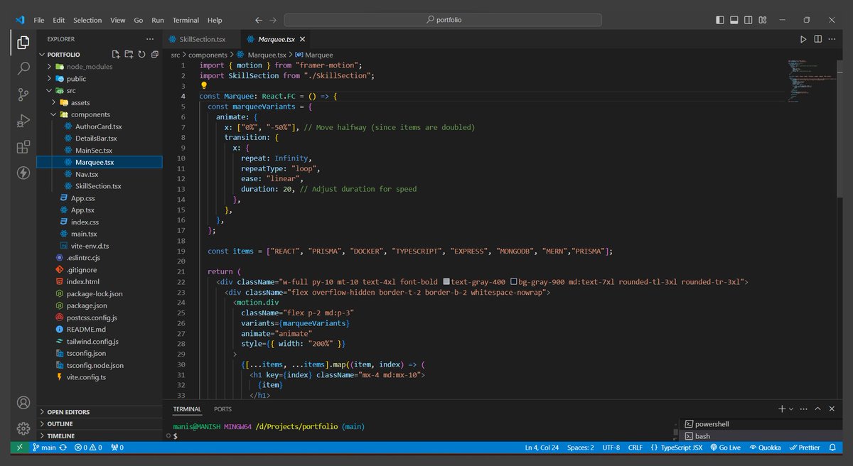 Mani_xsh's tweet image. portfolio :
#react #typescript #framermotion
