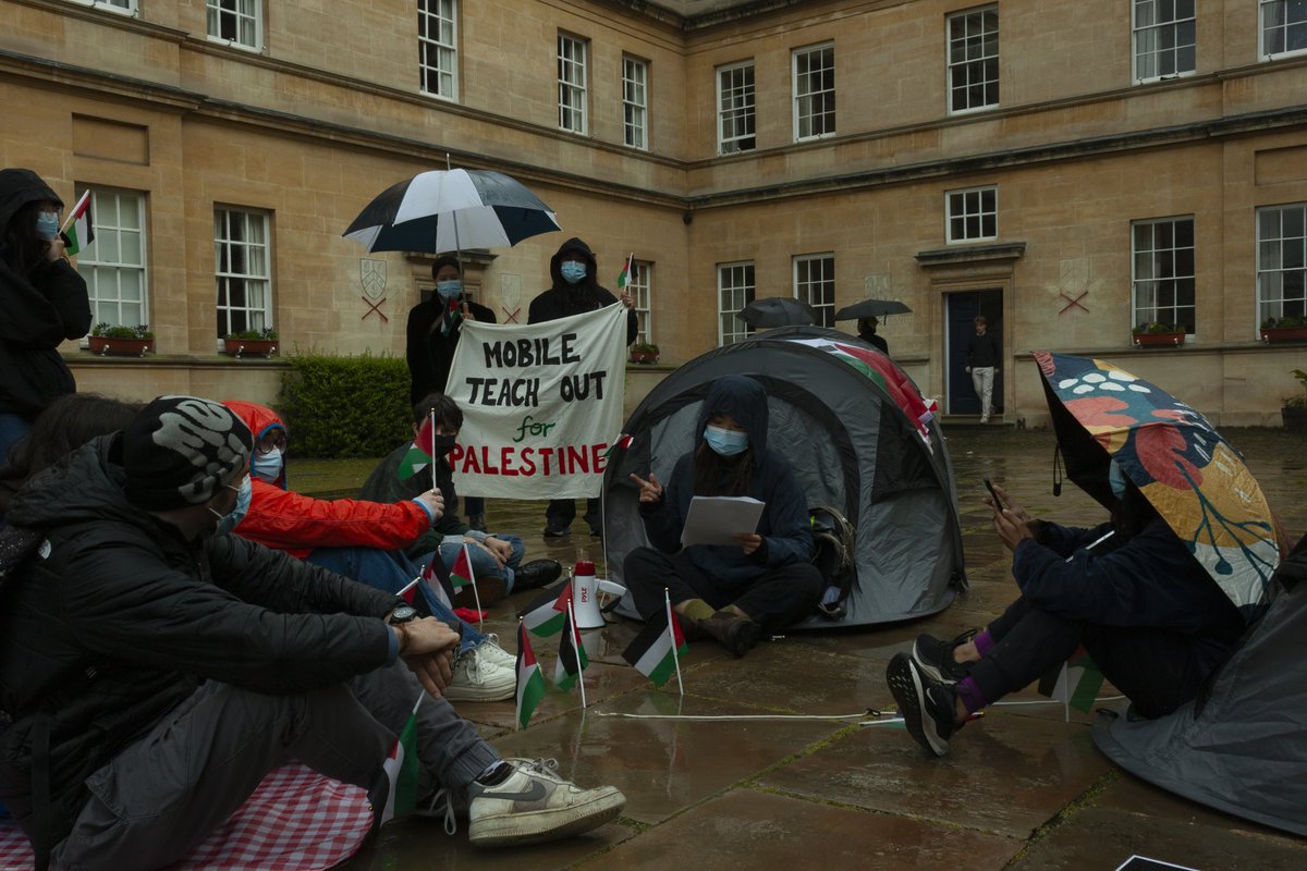 We held our mobile teach-out at Trinity, Exeter, and Wadham College. Amidst Oxford University's heavily decentralised institutional structure, colleges hold a critical role in upholding investment policies complicit in israel's ongoing genocide in Gaza.