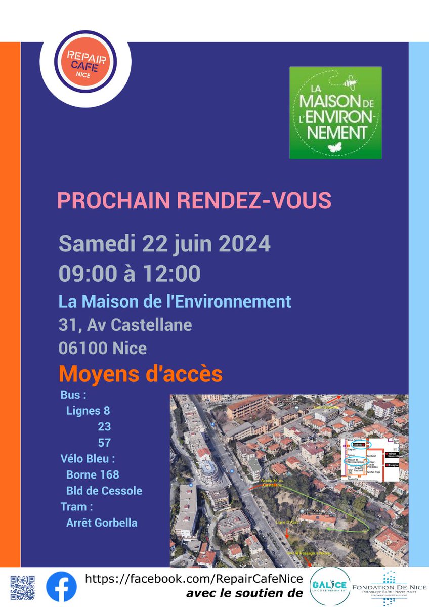 Prochain RDV à la Maison de L'environnement,
31 av Castellane 06100 Nice
Samedi 22 juin 2024 de 9h à 12h