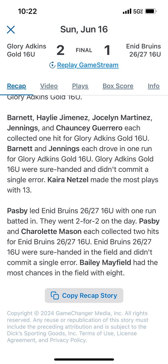Brooklyn_B_2's tweet photo. Started off the day strong! Hit a Sac Fly to score the winning run! @glorynation16u @ArgyleSoftball @CoachJayGwyn @CoachBallMalone @OSUcoachG https://t.co/J9foqa0pmN