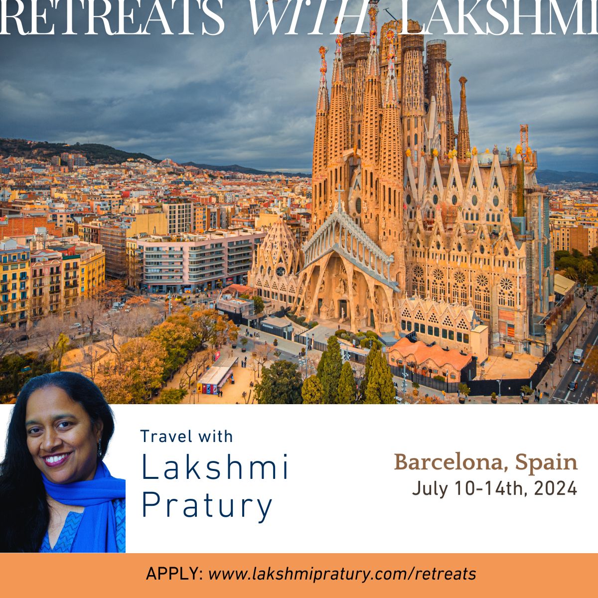 Want to make a trip to spectacular Spain and meet some fantastic people? Join me.
Barcelona, Spain – July 10-14th, 2024.
Attend The Festival of Consciousness with the group, and immerse yourself in exclusive VIP experiences. 
Get more details here: lakshmipratury.com/retreats