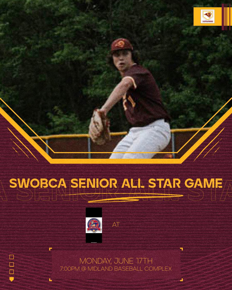 Congratulations to <a href="/IanBusch21/">Ian Busch</a> for representing <a href="/ross_baseball/">Ross Baseball</a> in the <a href="/SWOBCA/">SWOBCA</a> All Star Game tomorrow night at 7pm at Midland!  One more opportunity to wear the maroon and gold.