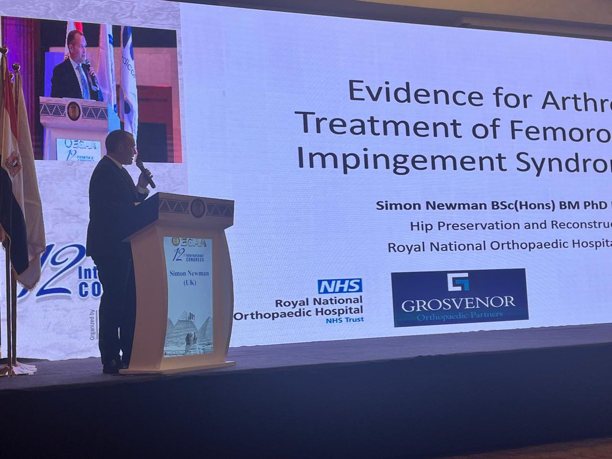 RNOH Consultant Hip Surgeon Simon Newman talking about femoroacetabular impingement at the Egyptian Arthroscopy Association Annual Meeting #EGAA #FAI