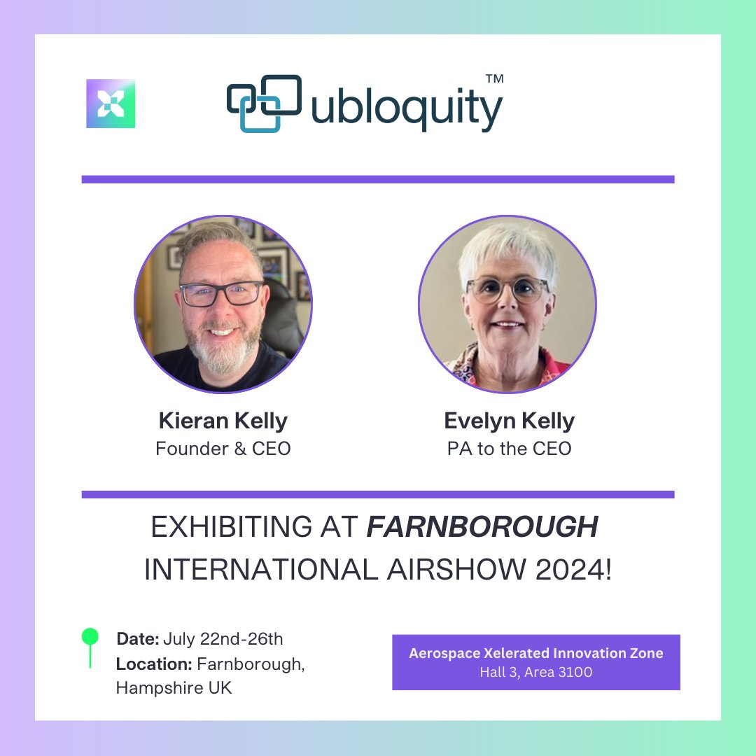 📣 Our portfolio company, <a href="/ubloquity/">ubloquity</a>, will be exhibiting with us at the AX Innovation Zone at <a href="/FIAFarnborough/">Farnborough Airshow</a>! Led by CEO <a href="/krnjkelly/">Kieran Kelly</a>, ubloquity uses blockchain tech to reduce fraud, tackle waste, &amp; improve supply chain efficiency. Visit us in Hall 3 from July 22-26 to learn more!