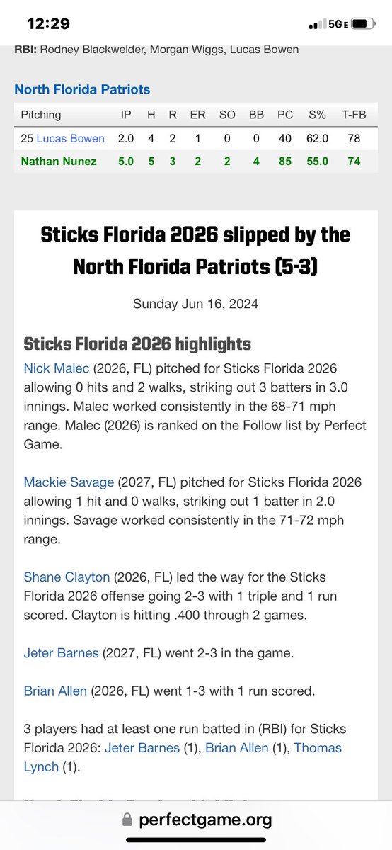 Good day for 2026 <a href="/AR_Sticks/">Sticks Baseball</a> Florida <a href="/Coach_TMoses/">Tim Moses</a>