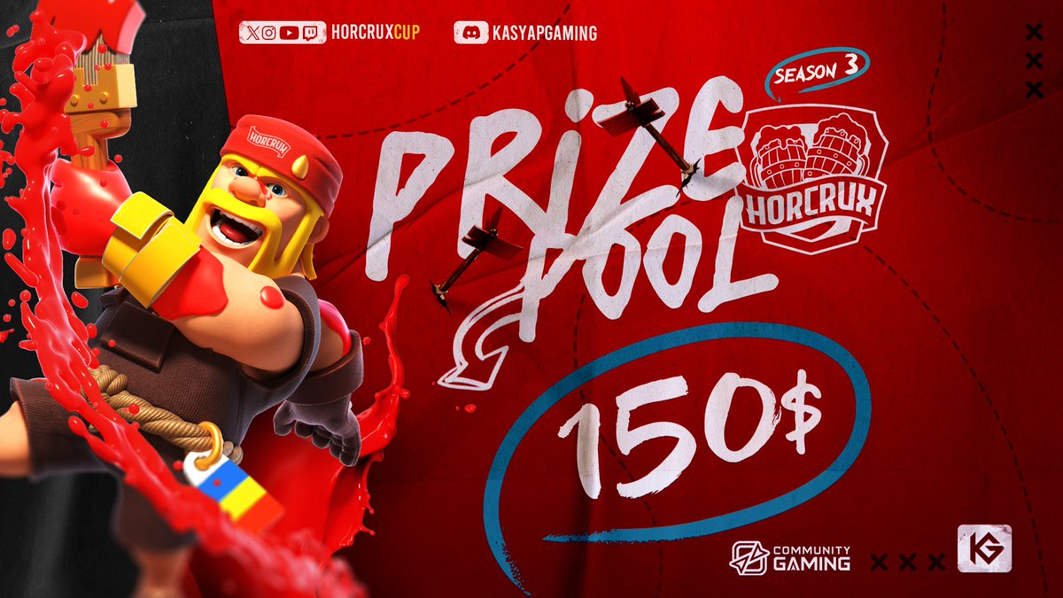 Don't let the monsoon season bore you! Get ready for the new season of Th16 &amp; Th9 Horcrux Cup in June!

Featuring a total prize pool of $300

For more information, please join our Discord server: Link in Bio

#GCL | #ClashEsports