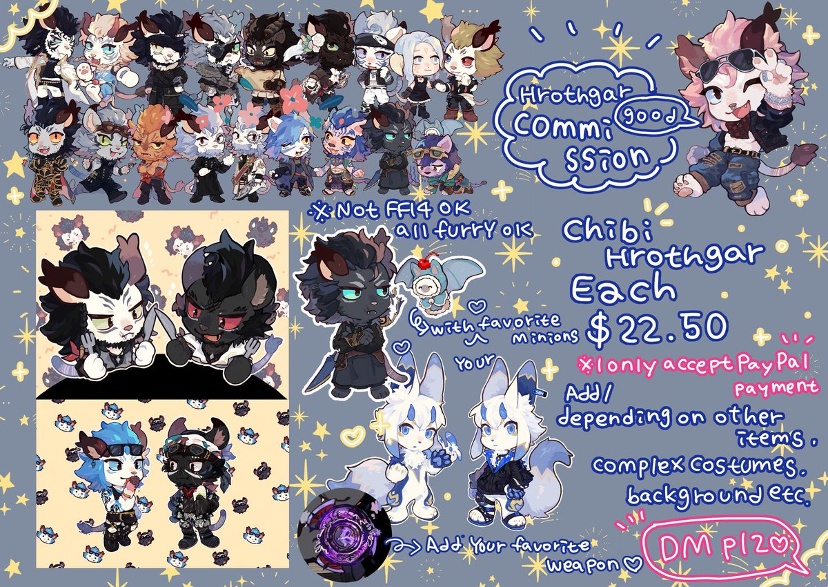 🦁COMMISSION OPEN! 

 If you are interested in ordering one from me, you can contact me DM ✨ 

There are lots of paintings Hrothgar from Final Fantasy 14, furrys, dragons and creatures and even humans!

You can check the prices at this link: posty.pe/4co003