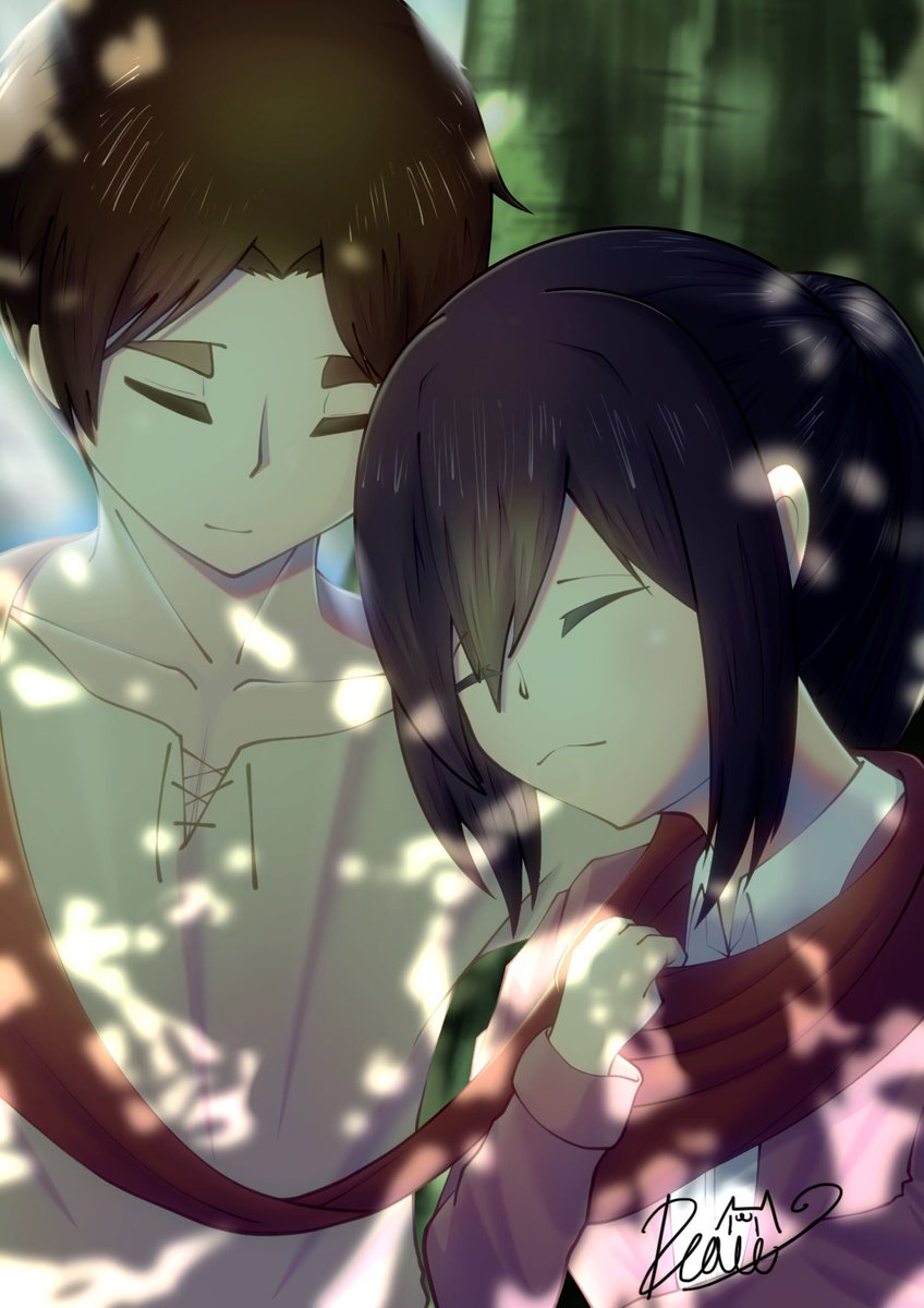 skajohnwit's tweet photo. AOT fan art : Eren Yeager &amp; Mikasa Ackerman https://t.co/0MWbRlQXdU
