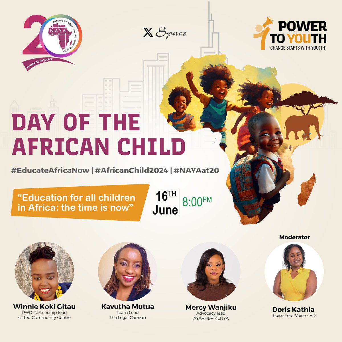 winnie koki (@koki_winnie) on Twitter photo Stay tuned as we discuss more on the Day of the African child.
#EducateAfricaNow
#AfricanChild2024
#NAYAat20
<a href="/NAYAKenya/">NAYA Kenya</a>
<a href="/RaiseYourV_oice/">Raise Your Voice CBO</a>
<a href="/AYARHEP_KENYA/">AYARHEP-KENYA</a> <a href="/giftedPWDcentre/">Gifted Community Center, GCC</a> <a href="/TheLegalCaravan/">The Legal Caravan</a> Stay tuned as we discuss more on the Day of the African child.
#EducateAfricaNow
#AfricanChild2024
#NAYAat20
<a href="/NAYAKenya/">NAYA Kenya</a>
<a href="/RaiseYourV_oice/">Raise Your Voice CBO</a>
<a href="/AYARHEP_KENYA/">AYARHEP-KENYA</a> <a href="/giftedPWDcentre/">Gifted Community Center, GCC</a> <a href="/TheLegalCaravan/">The Legal Caravan</a>