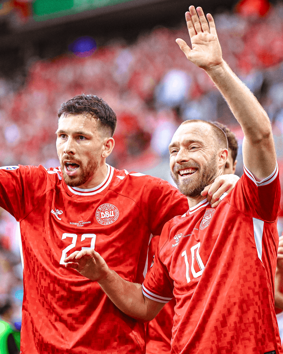 What a moment for Christian Eriksen ❤️

The <a href="/ManUtd/">Manchester United</a> midfielder gives Denmark the lead against Slovenia at #EURO2024
