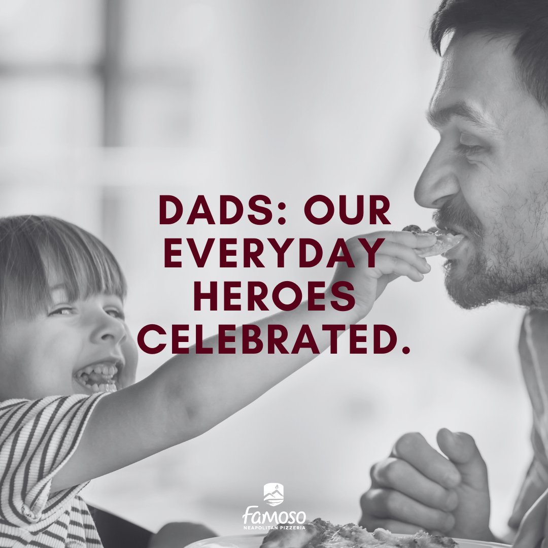 Father's Day at Famoso. 🍕❤️ Celebrating dads with every slice and creating cherished memories, one pizza at a time!

Nothing planned for Father's Day lunch? Stop by Famoso for a spread of mouthwatering pizzas that'll make Dad's day! #FamosoLove #Dad #FathersDay