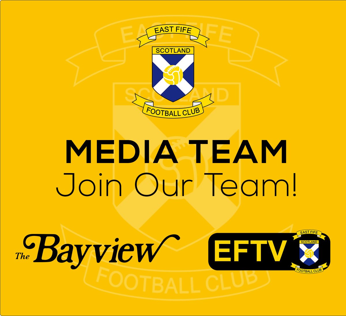 EastFifeFC's tweet photo. 👥𝗝𝗢𝗜𝗡 𝗢𝗨𝗥 𝗧𝗘𝗔𝗠

We're looking to expand our media team to cover a wide range of roles.

Anyone interested should email media@eastfifefc.info highlighting your skills and motivation for the roles.

More info 🔗https://t.co/m1jyPAKiOe https://t.co/Pd5RTOyPEu