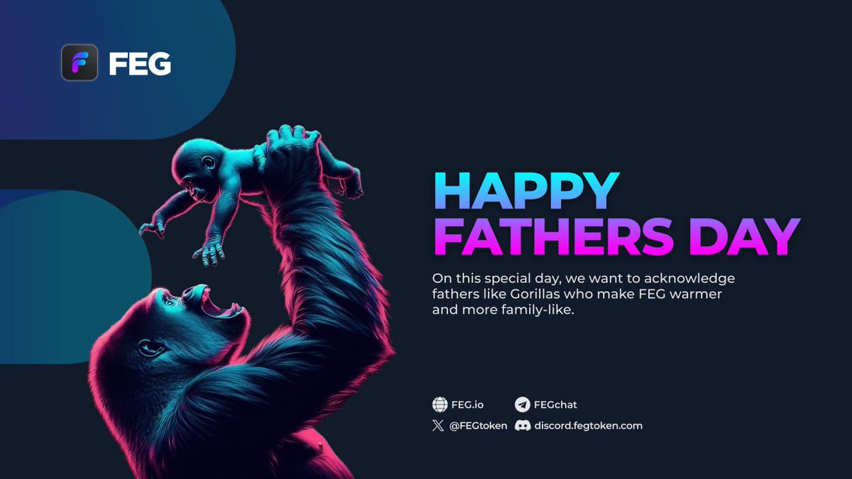 HAPPY FATHERS DAY 🙋‍♂️

❤️ feliz Día del Padre, joyeuse fête des Pères ❤️

At #FEG we appreciate family and the support it brings to our lives, so here’s a big Gorilla 🦍 shout out to all the amazing dads and father figures in our community 🫡

💪🏽❤️🦍

#FathersAreAwesome #SmartDeFi