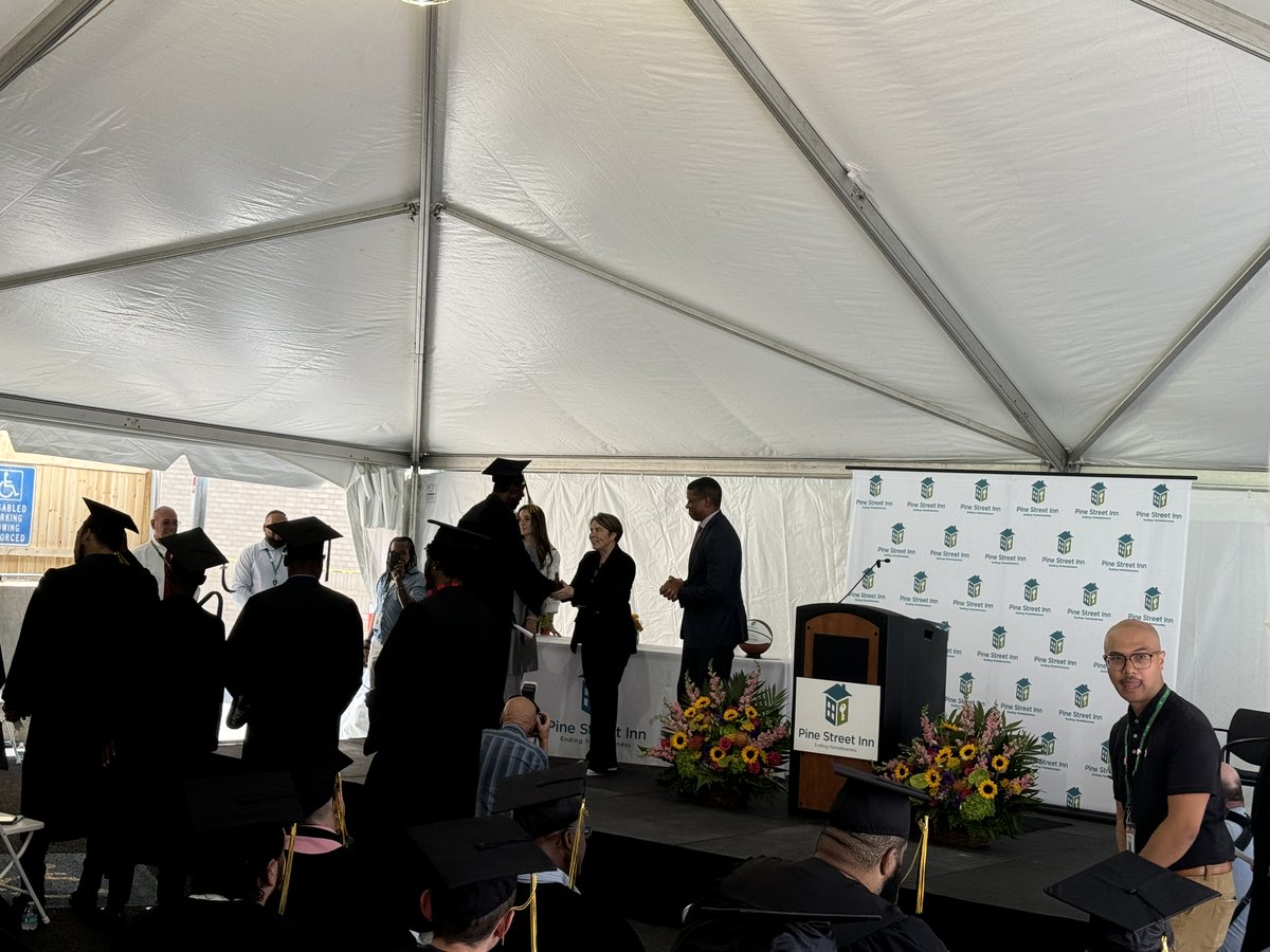 Thank you <a href="/MassGovernor/">Governor Maura Healey</a> for offering the keynote address at the <a href="/PineStreetInn/">Pine Street Inn</a> job training graduation.