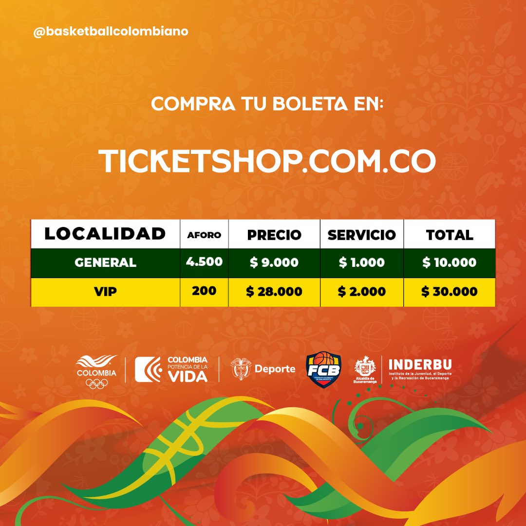 Baloncesto Colombiano 🇨🇴 🏀 (@fecolcesto) on Twitter photo A 0️⃣1️⃣ día para el inicio de la #U18AmeriCupW 🇨🇴🏀 en la #CiudadBonita
🗓️ Junio 17-23 / 2024
🏟️ Col. Bicentenario
📍 Bucaramanga, SDER.
Apoya <a href="/MinDeporteCol/">Ministerio del Deporte</a> <a href="/AlcaldiaBGA/">Alcaldía de Bucaramanga</a> @somosinderbu <a href="/TicketShopCol/">TicketShop</a> A 0️⃣1️⃣ día para el inicio de la #U18AmeriCupW 🇨🇴🏀 en la #CiudadBonita
🗓️ Junio 17-23 / 2024
🏟️ Col. Bicentenario
📍 Bucaramanga, SDER.
Apoya <a href="/MinDeporteCol/">Ministerio del Deporte</a> <a href="/AlcaldiaBGA/">Alcaldía de Bucaramanga</a> @somosinderbu <a href="/TicketShopCol/">TicketShop</a>
