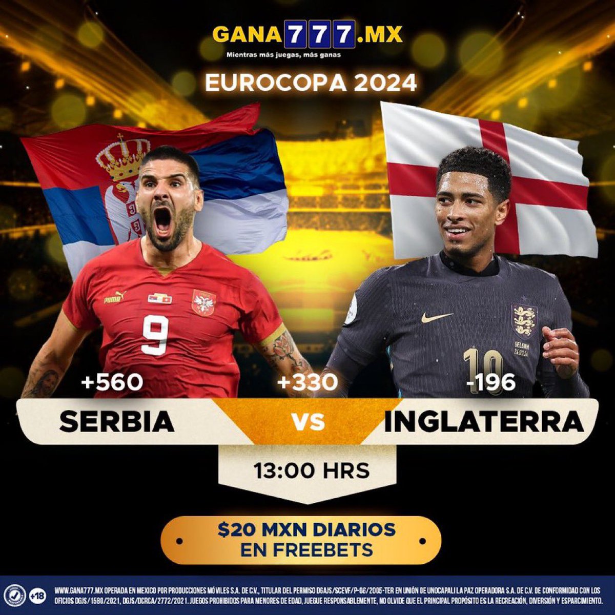 MaquinaTipster's tweet photo. !!PARTIDAZOOO!! 🇷🇸⚽️🏴󠁧󠁢󠁥󠁮󠁧󠁿

Se nos viene un partidazo, Inglaterra buscará mostrar su poderío en esta euro!! 

¿Ya tienes tu pronóstico para este juego? Mételo en Gana777 tenemos las mejores líneas y Promociones del mercado! 

Regístrate aquí: https://t.co/3nwa2CAlBL  y te darán $500 https://t.co/zci4v460RA