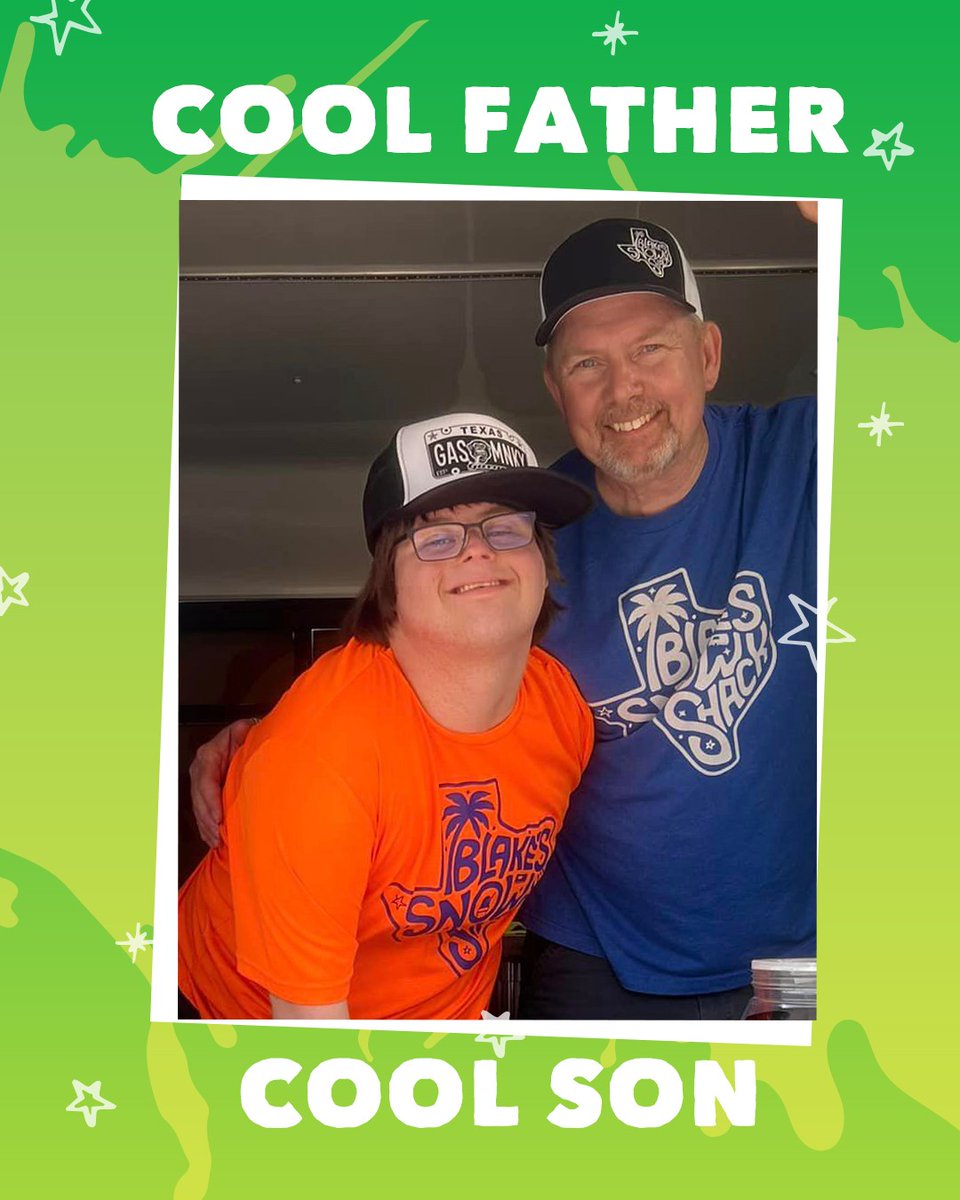 It’s easy to see where Blake got his coolness from 😎 Celebrate YOUR cool dad with a frosty snow cone this week in celebration of #FathersDay at the shack in Downtown Sanger!