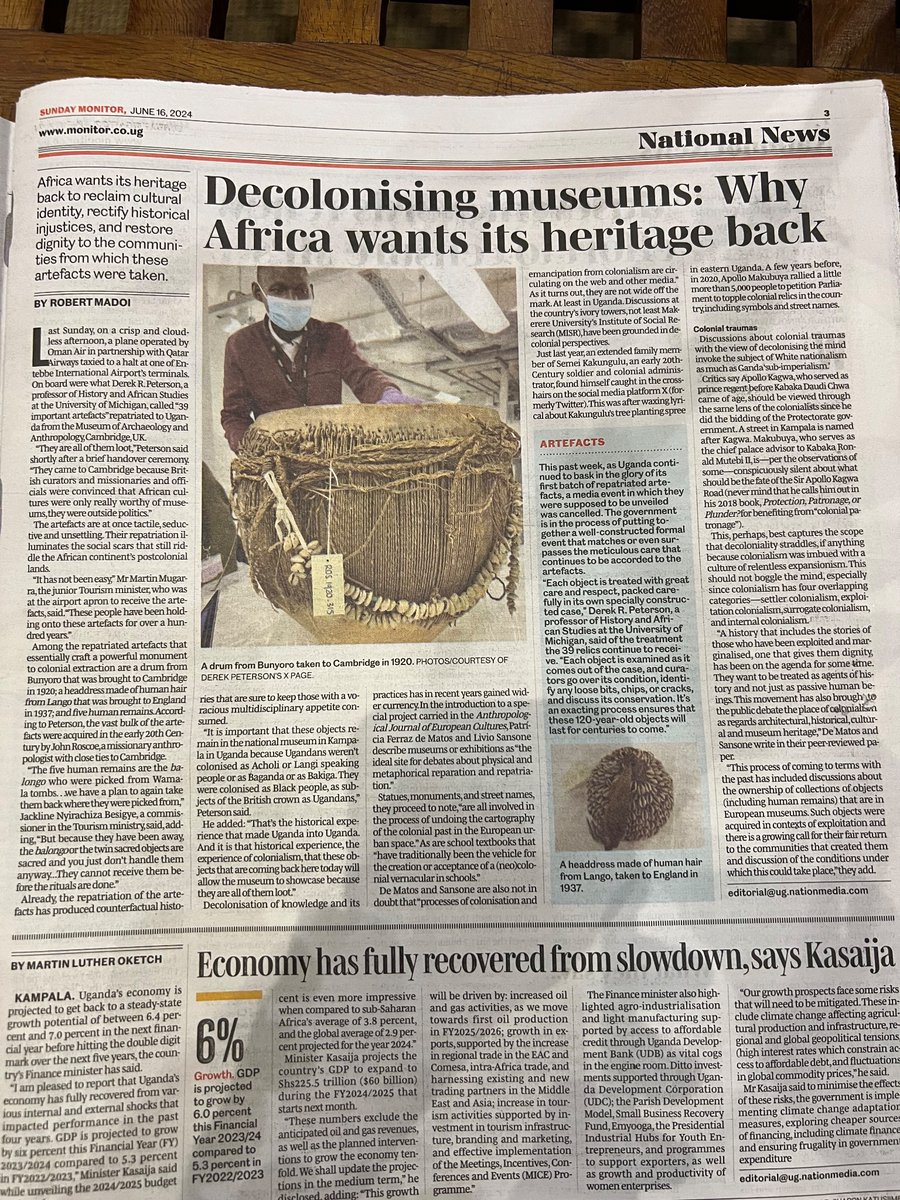 Derek R Peterson (@unseen_archive) on Twitter photo Here’s a report from <a href="/DailyMonitor/">Daily Monitor</a> about the return of 39 relics from Cambridge to Uganda.
The article reflects my view: the relics cast light on the cultural & political dislocation of colonialism, which deprived Ugandans’ professions, religions & rituals of their coherence. Here’s a report from <a href="/DailyMonitor/">Daily Monitor</a> about the return of 39 relics from Cambridge to Uganda.
The article reflects my view: the relics cast light on the cultural & political dislocation of colonialism, which deprived Ugandans’ professions, religions & rituals of their coherence.