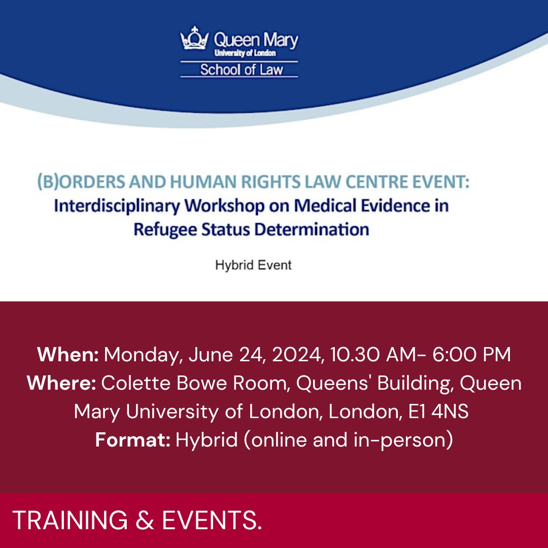 FREE training day on medical evidence for refugee status - in person in London or on Zoom.  Monday 24th June.

Link 👉 eventbrite.co.uk/e/interdiscipl…