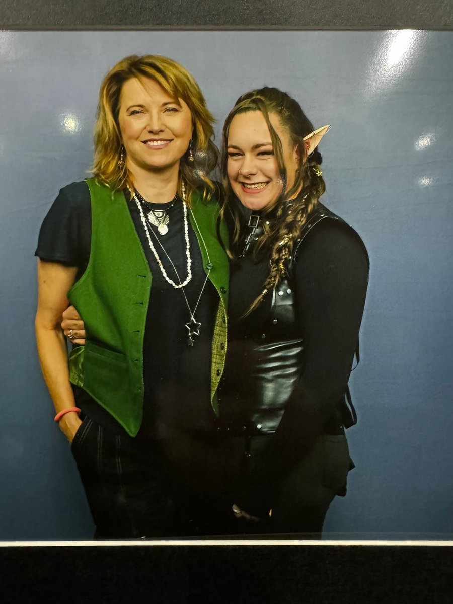 SueandBeryl's tweet photo. @RealLucyLawless fantastic time meeting you at Telford. You were so funny at the panel and you were just as lovely as expected. My daughter had the pixie ears. She loved you whilst watching Xena. But, I have to ask, how was Club Vandersexxxx in Eurotrip? https://t.co/OlB61uOtuY