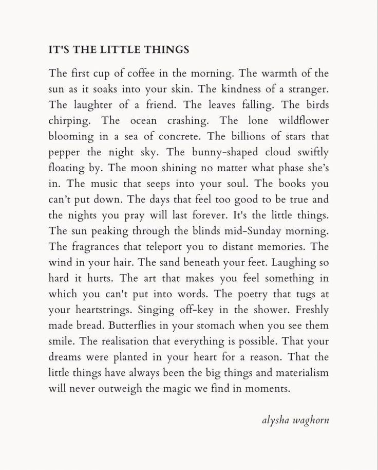 IT'S THE LITTLE THINGS