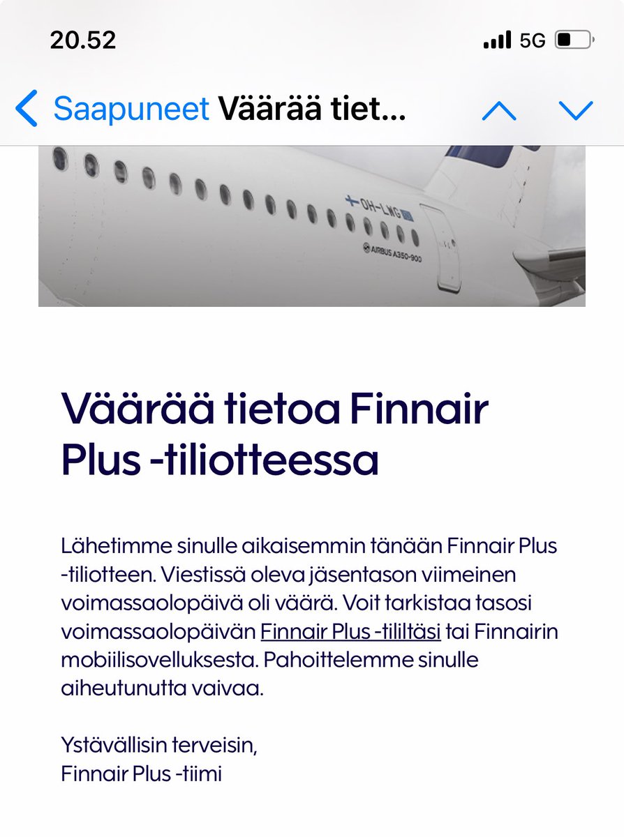 Oli kyllä niin hämärän kuuloinen ei-huijaus-viesti <a href="/FinnairSuomi/">Finnair</a>’lta, että oli vaikea uskoa todeksi. Varsinkin kun en saanut mitään aiempaa viestiä tänään, mitä <a href="/Finnair/">Finnair</a> pahoitteli. Mut ei se mitään. Käy treenistä tämä 💪🏽😅🙌🏼
#kalastelu #huijaukset #viestintä