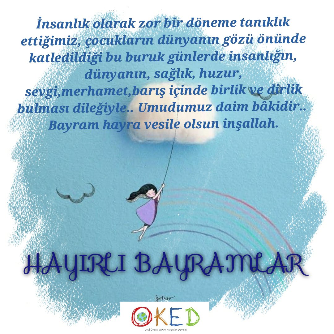 Kurbanın hakikati hürmetine yürekten merhamete, iyiliğe, daha  çok yaklaştığımız, insanlık adına mazlumların hayır huzur barış içinde  selamette olduğu bir bayram dileği ile Hayırlı Bayramlar🌿 <a href="/OkedEgitim/">Okul Öncesi Eğitim Kurumları Derneği ( OKED)</a>