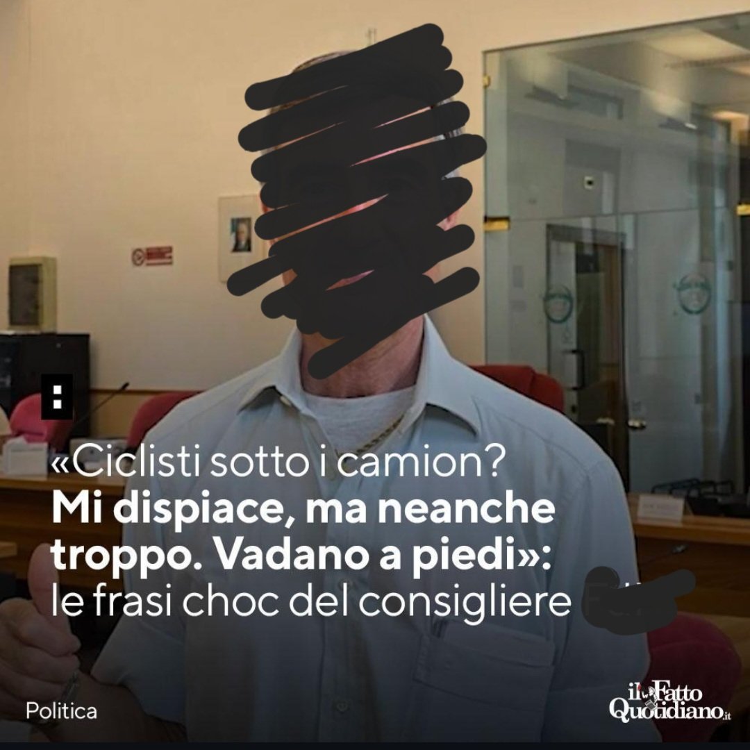 Ogni automobilista che incontra un ciclista dovrebbe ringraziarlo per aver levato almeno un'auto dalla sua strada. Ma questo individuo sa solo odiare, non resta che compiangerlo e continuare a sostenere le ragioni del buon senso e della sostenibilità.